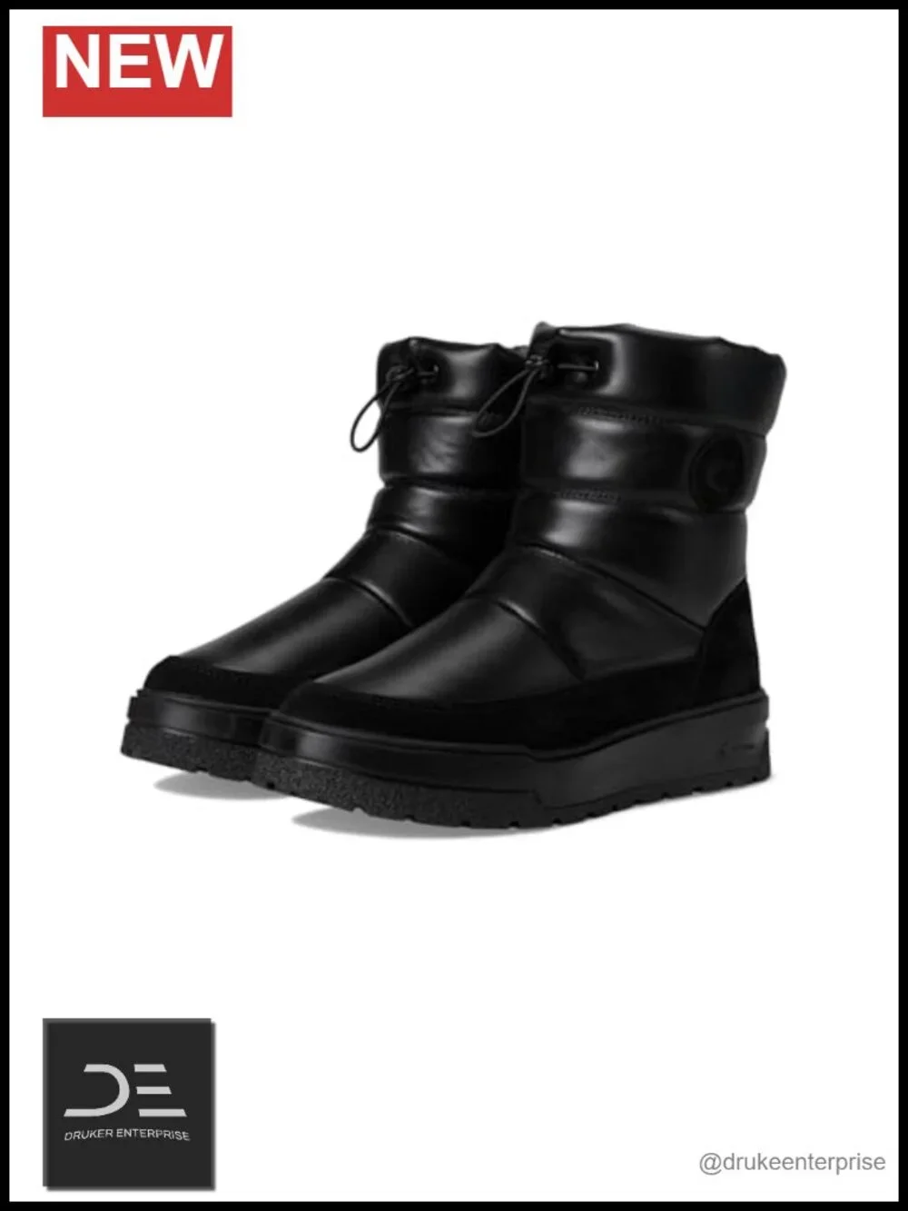 Waterproof Leather Shearling Lined Knee High Snow Boots Round Toe Zip